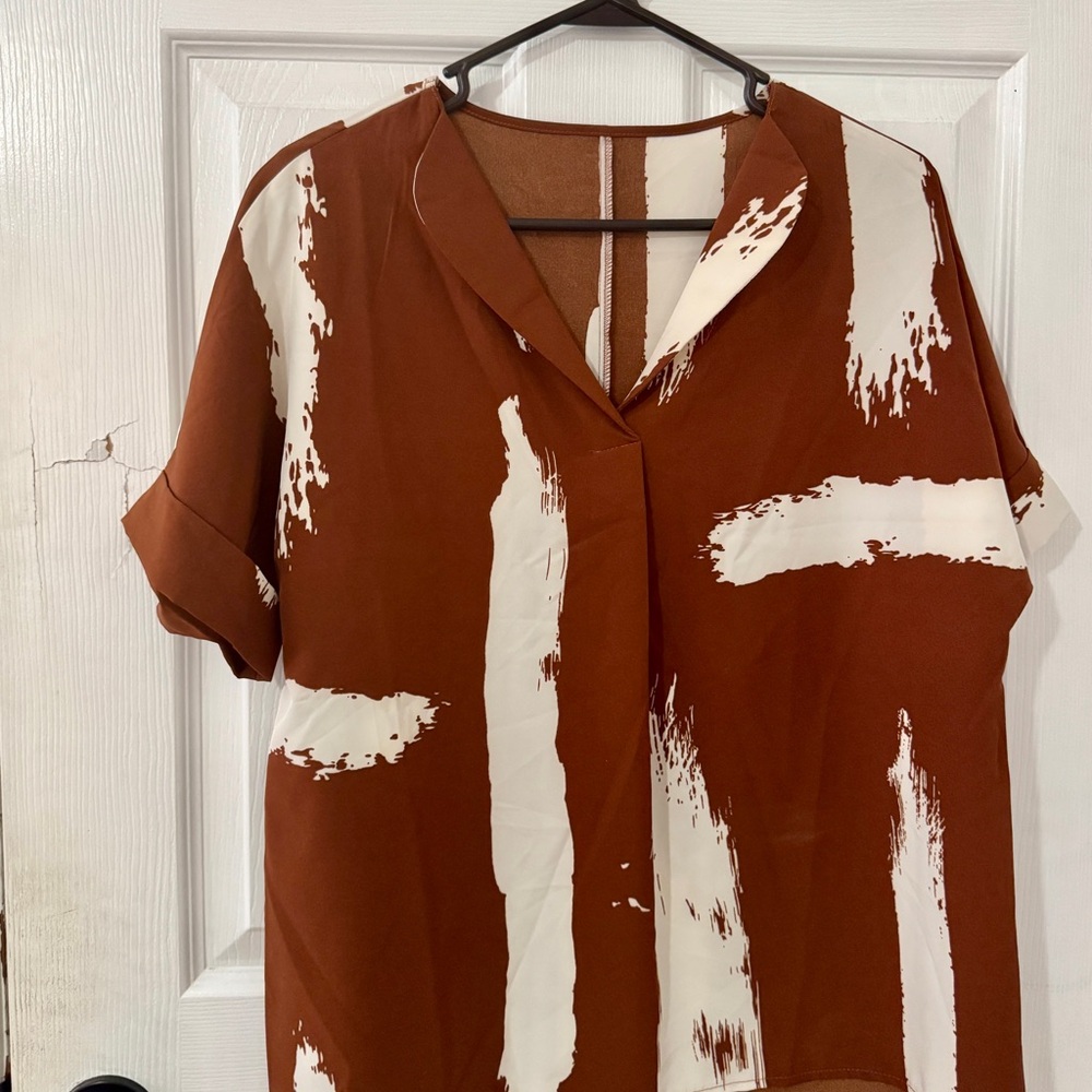 Stylish Brown and White Women's Top